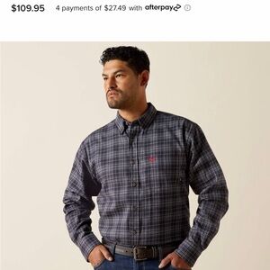 Ariat Men's Grey/Plum FR Work Button Down Shirt